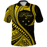 Kosrae Polo Shirt Federated States of Micronesia Gold Wave Style LT9 Adult Gold - Polynesian Pride