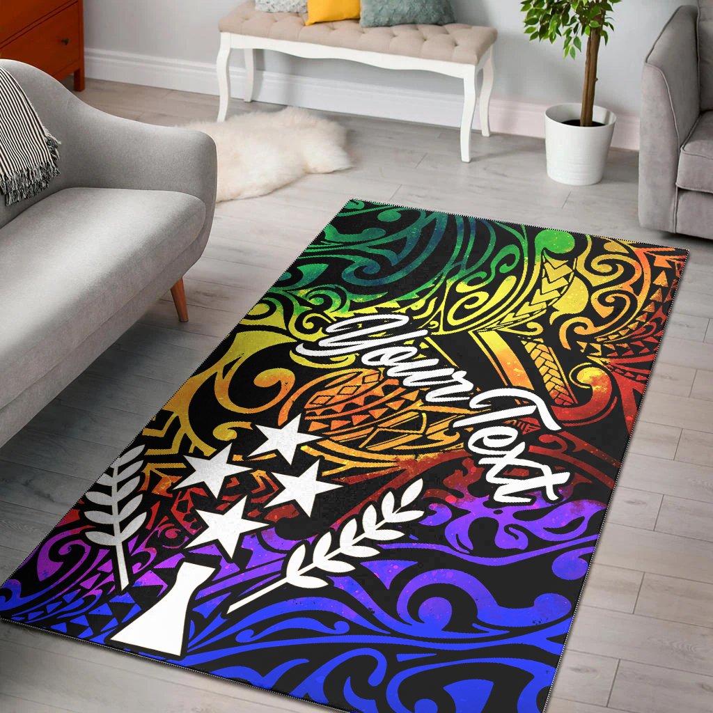 Kosrae Custom Personalised Area Rug - Rainbow Polynesian Pattern Rainbow - Polynesian Pride