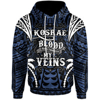 Kosrae Hoodie Blood Runs Through My Veins Style Flag Unisex Blue - Polynesian Pride