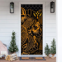 Kosrae Door Cover Turtle Hibiscus Gold - Polynesian Pride