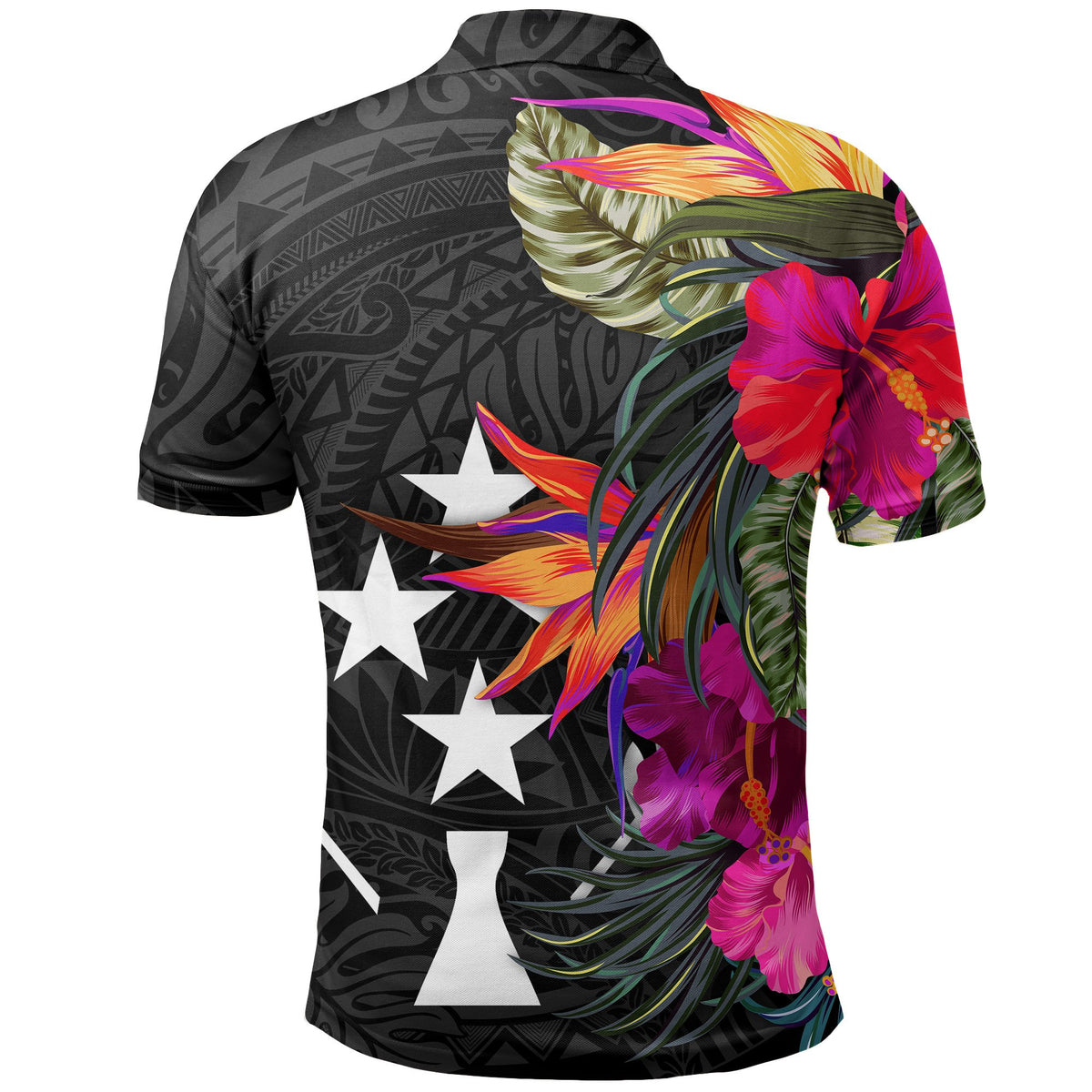 Kosrae Polo Shirt Hibiscus Polynesian Pattern - Polynesian Pride