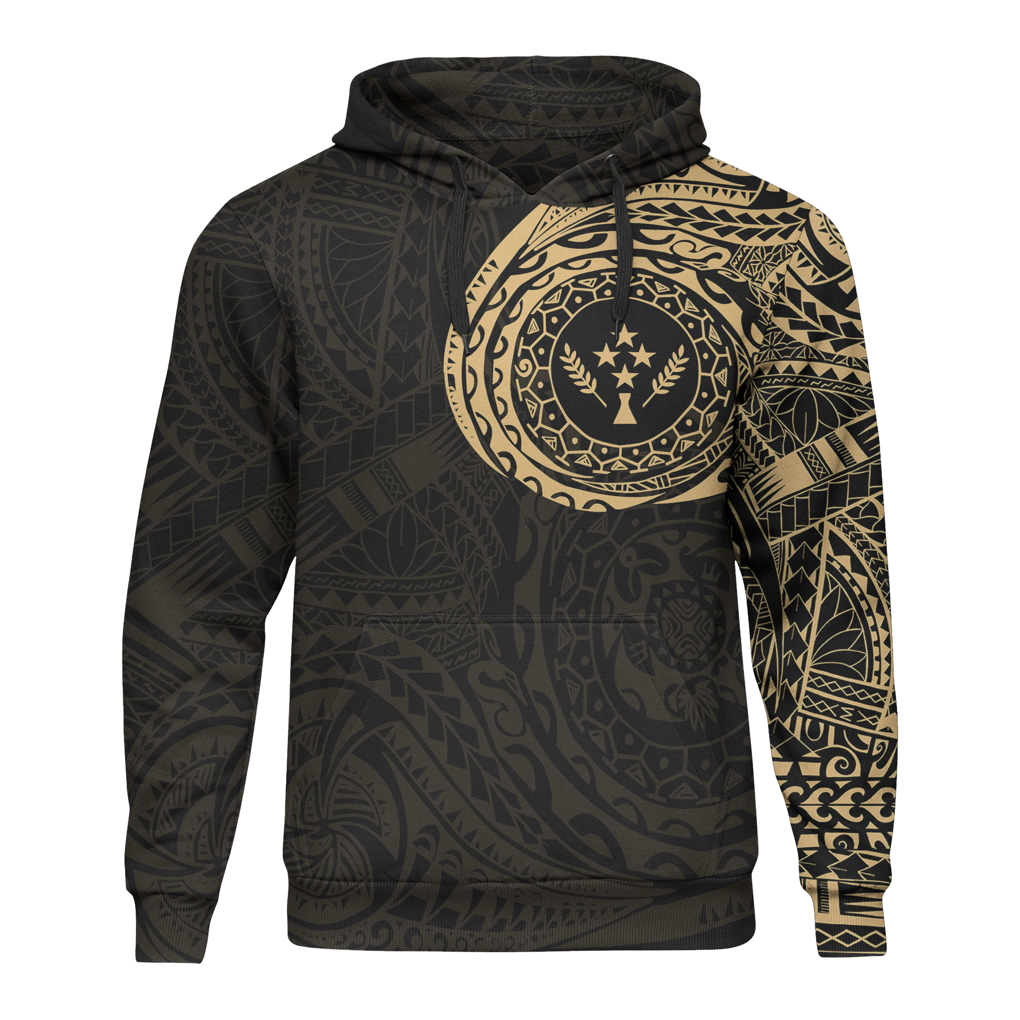 Micronesia All Over Print Hoodie Kosrae In My Heart Gold Unisex Black - Polynesian Pride