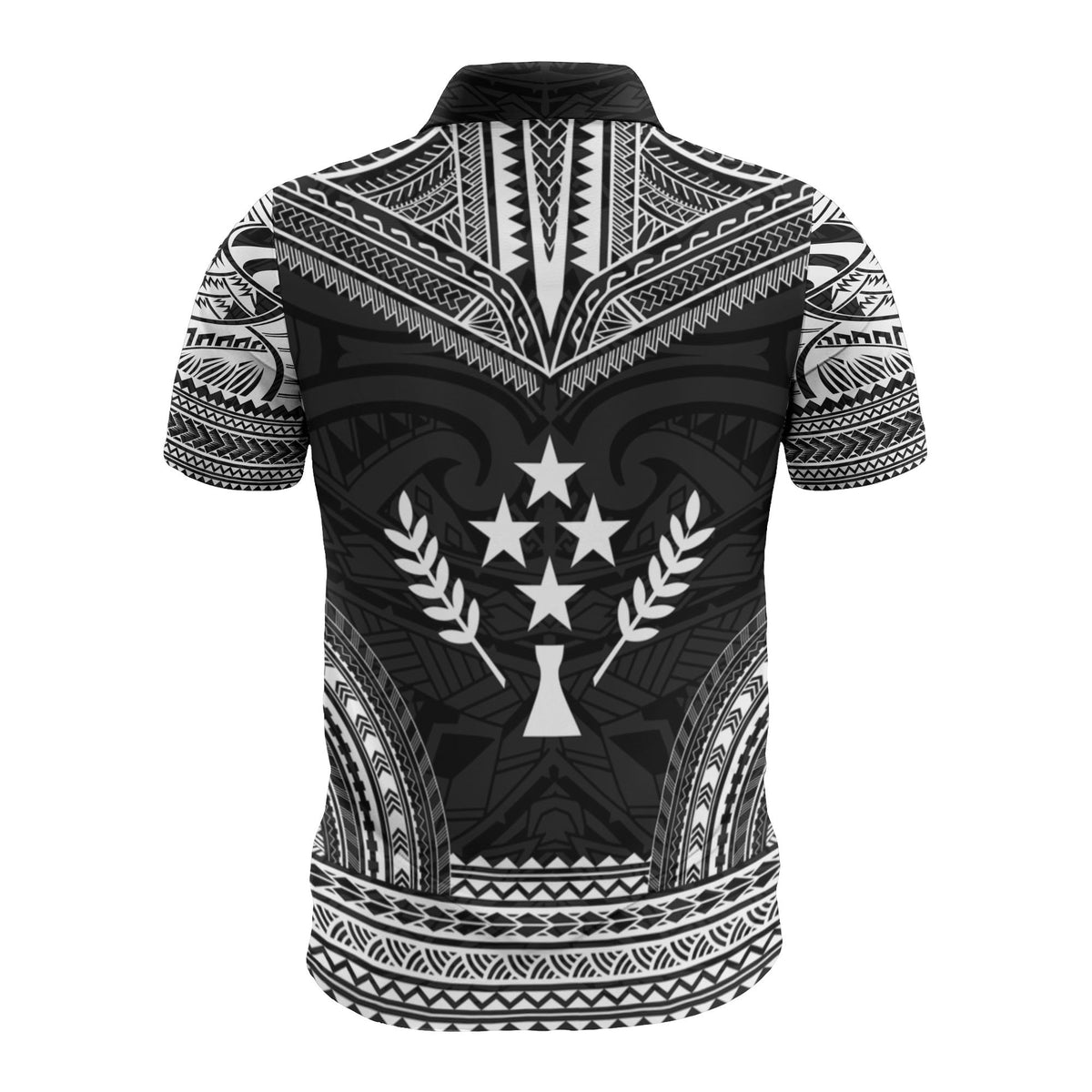 Kosrae Custom Polo Shirt Kosrae Flag Polynesian Chief Tattoo Black Version - Polynesian Pride