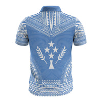 Kosrae Custom Polo Shirt Kosrae Flag Polynesian Chief Tattoo Blue Version - Polynesian Pride