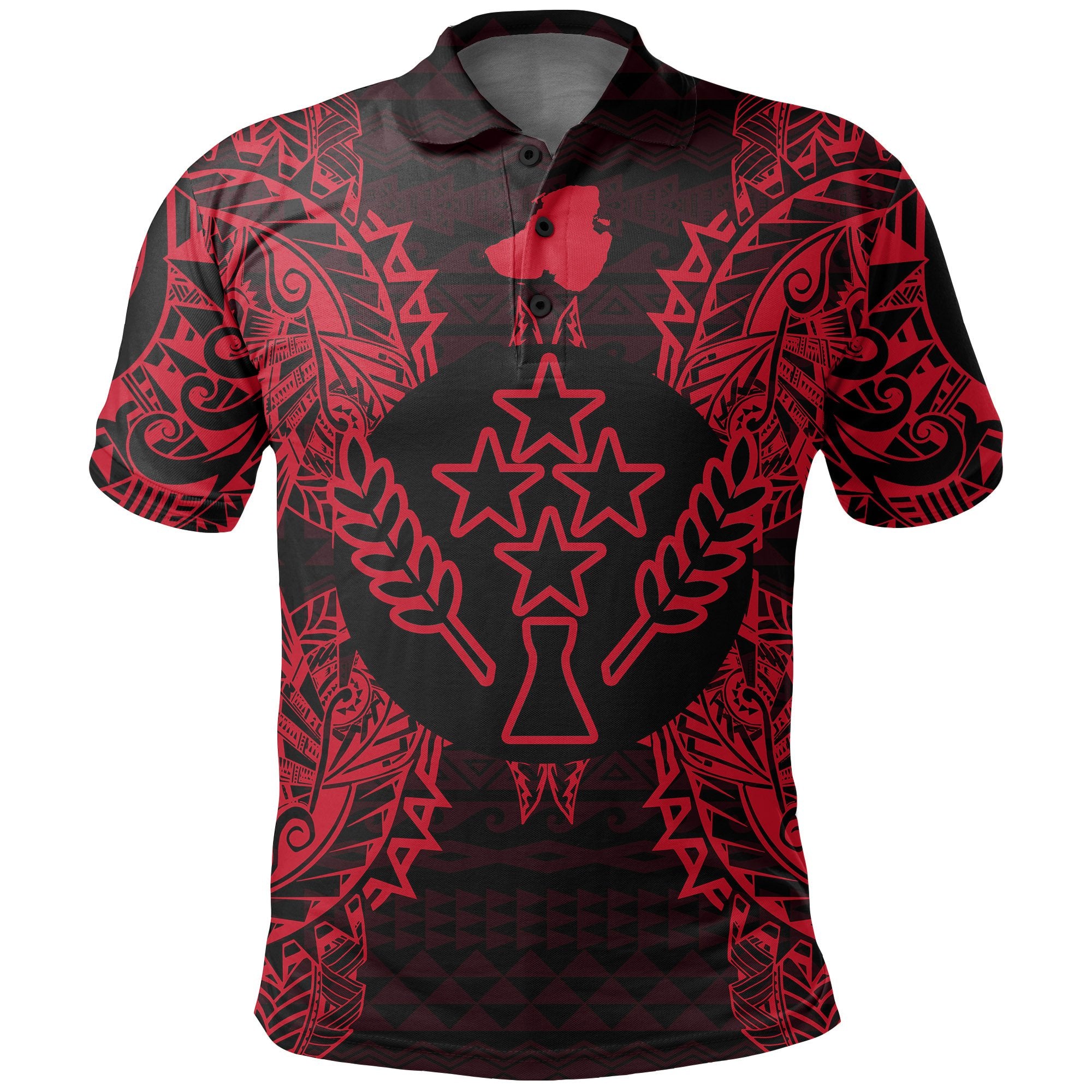 Kosrae Polo Shirt Kosrae Flag Map Polynesian Tattoo Red Unisex Red - Polynesian Pride