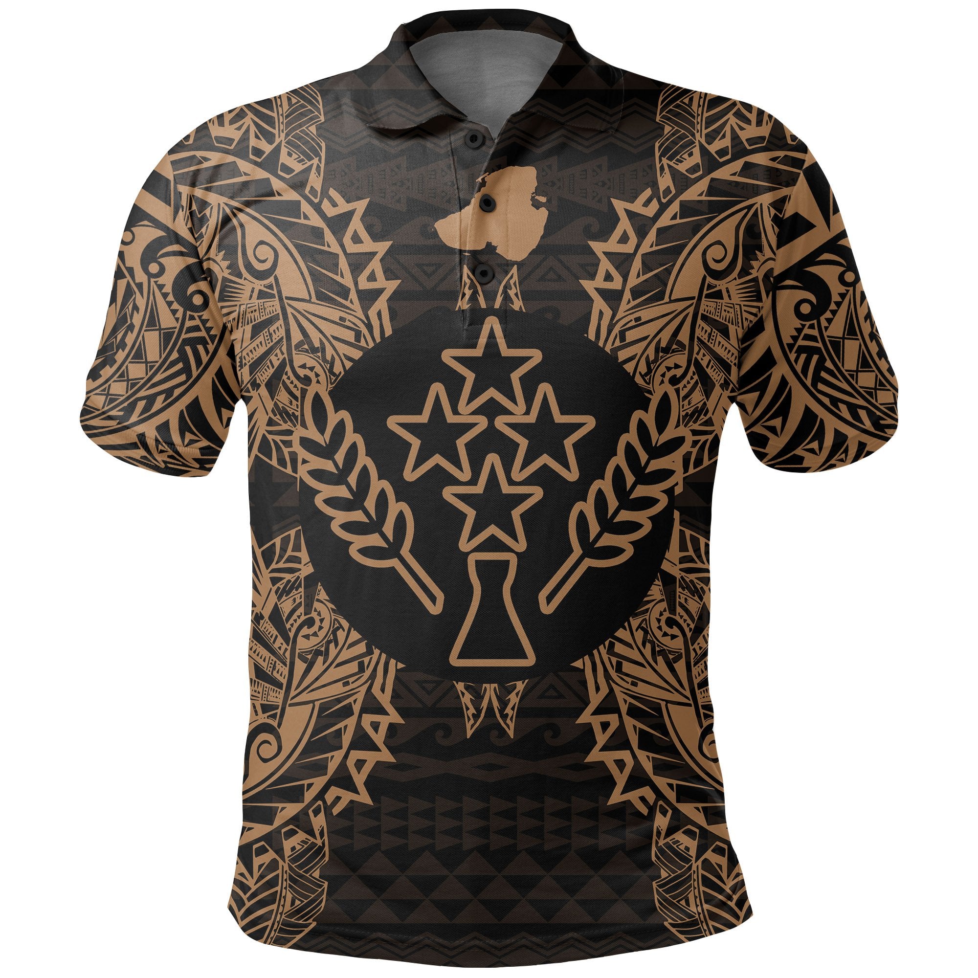 Kosrae Polo Shirt Kosrae Flag Map Polynesian Tattoo Gold Unisex Gold - Polynesian Pride