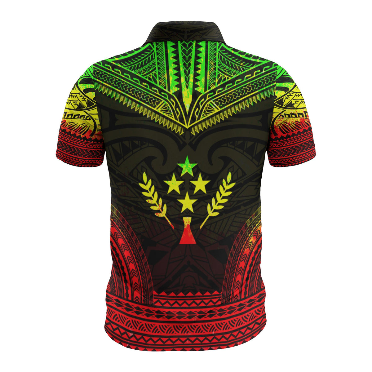 Kosrae Custom Polo Shirt Kosrae Flag Polynesian Chief Tattoo Reggae Version - Polynesian Pride