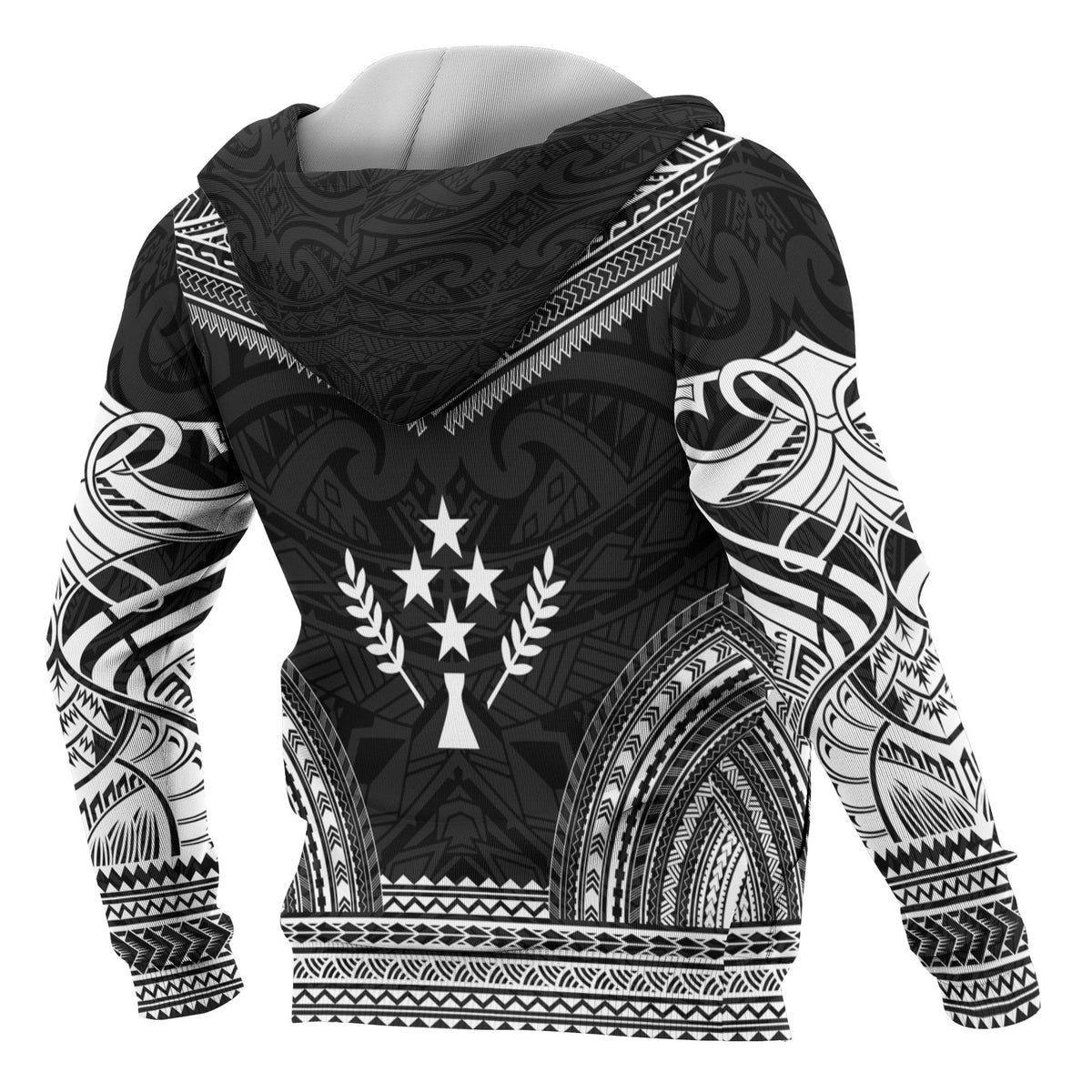 Kosrae Polynesian Chief Custom Zip up Hoodie Black Version - Polynesian Pride