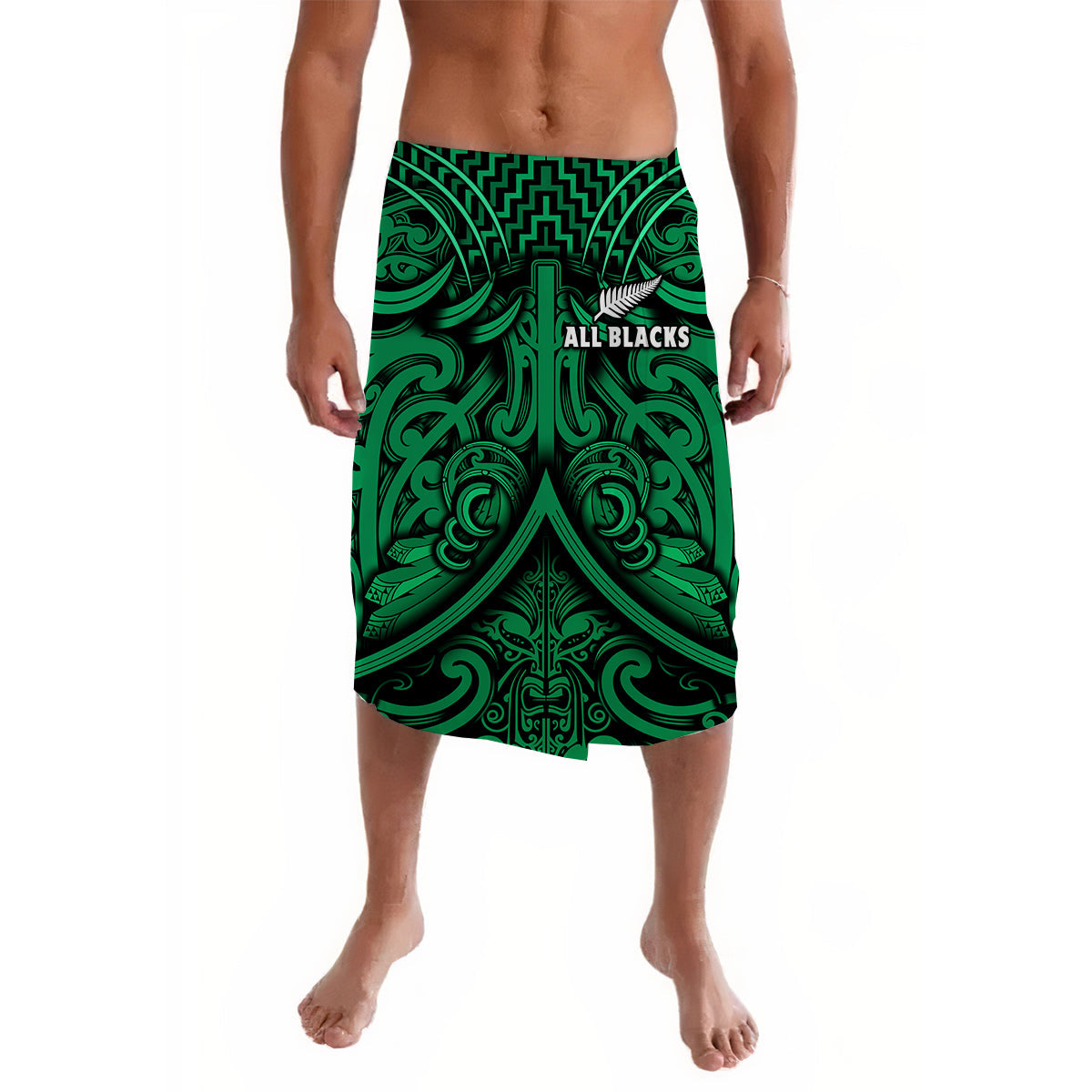 New Zealand Rugby Lavalava Silver Fern All Black Green NZ Maori Pattern LT13 Green - Polynesian Pride