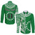 (Custom Text and Number) Cook Islands Tatau Long Sleeve Button Shirt Symbolize Passion Stars Version Green LT13 Unisex Green - Polynesian Pride