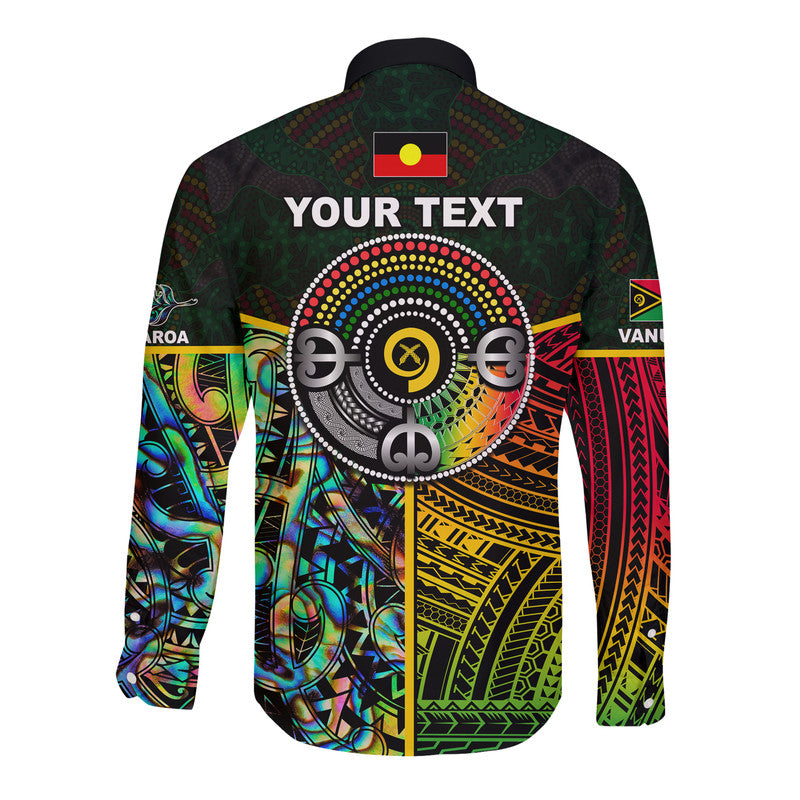 (Custom Personalised) Vanuatu Mix Maori And Aboriginal Long Sleeve Button Shirt LT6 - Polynesian Pride