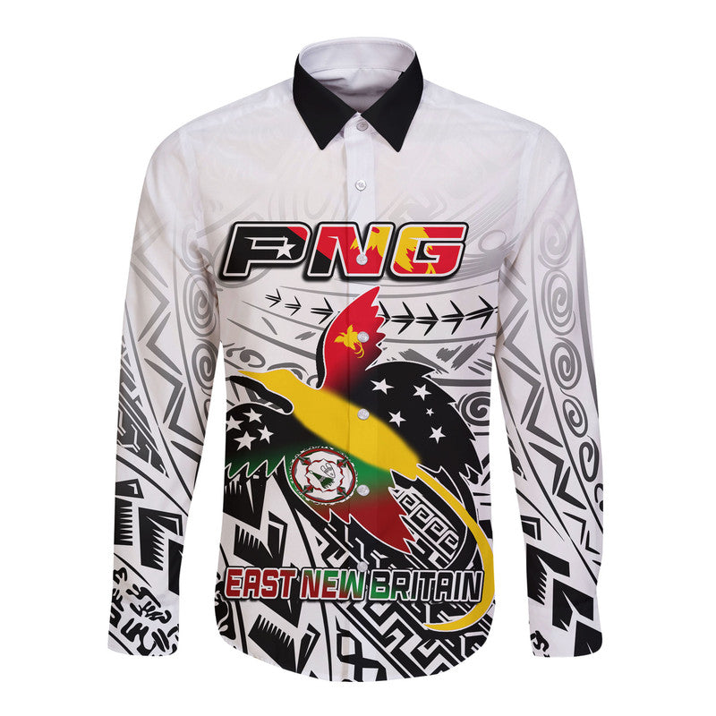 (Custom Personalised) Papua New Guinea And East New Britain Province Long Sleeve Button Shirt LT6 Unisex white - Polynesian Pride