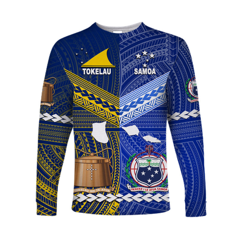 (Custom Personalised) Samoa And Tokelau Long Sleeve Shirt Together LT8 Unisex Blue - Polynesian Pride