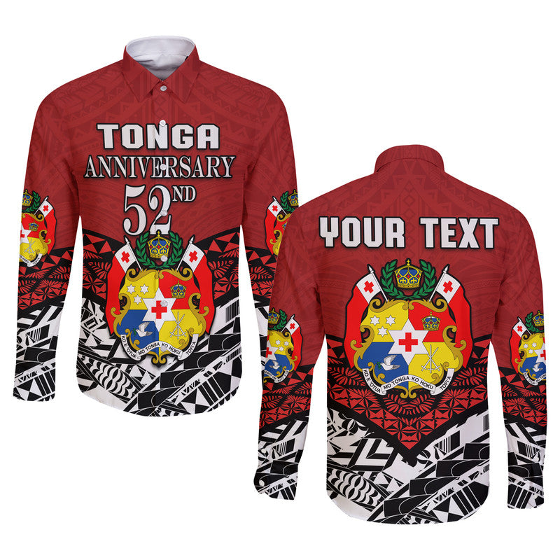 (Custom Personalised) Tonga Long Sleeve Button Shirt Independence Anniversary Special Version 2022 LT14 Unisex Red - Polynesian Pride