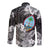 Guam Polynesian Hawaii Long Sleeve Button Shirt Tropical Flowers - Black LT8 - Polynesian Pride