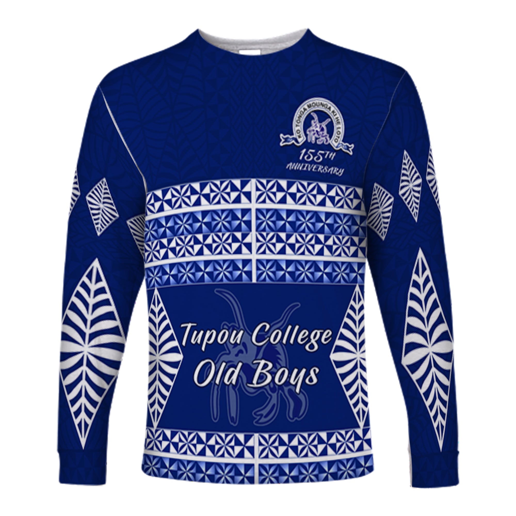 Old Boys of Tupou College Long Sleeve Shirt 155th Anniversary LT13 Unisex Blue - Polynesian Pride