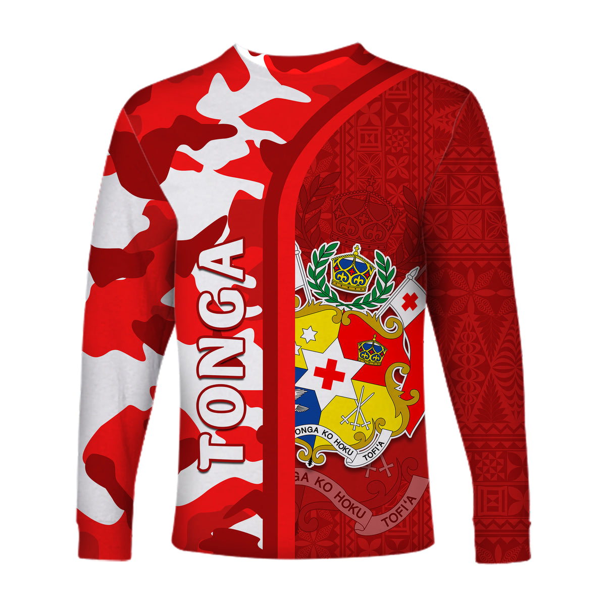 Tonga Unique Long Sleeve Shirt Camouflage with Tongan Pattern LT13 - Polynesian Pride