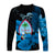 Guam Seal Long Sleeve Shirt Polynesian Turtle with Flowers Version Blue LT13 - Polynesian Pride