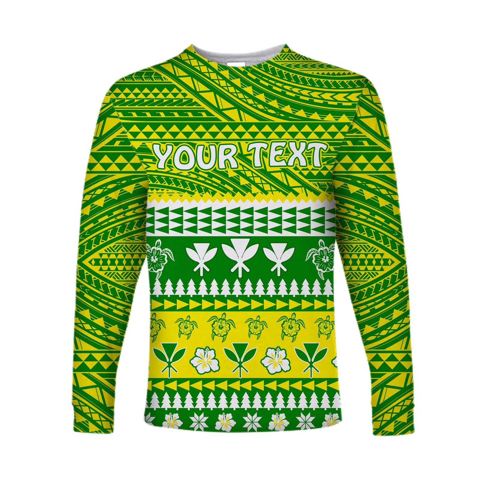 (Custom Personalised) Hawaii Christmas Long Sleeve Shirt Polynesian Mele Kalikimaka Santa Claus LT13 Unisex Green - Polynesian Pride