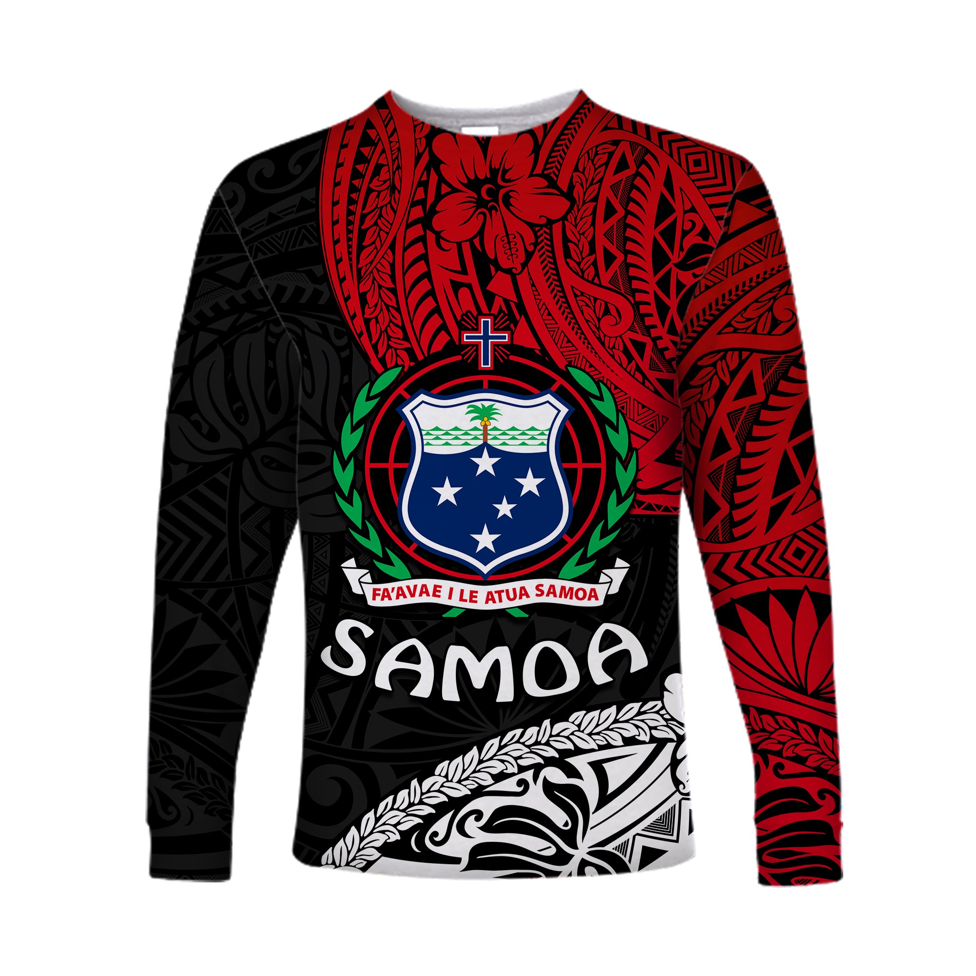 Samoa Long Sleeve Shirt Beloved Samoan Mix Polynesian Pattern LT13 Unisex Red - Polynesian Pride