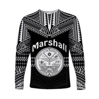 (Custom Text and Number) Marshall Islands Long Sleeve Shirt Best Tattoo Version Black LT13 - Polynesian Pride
