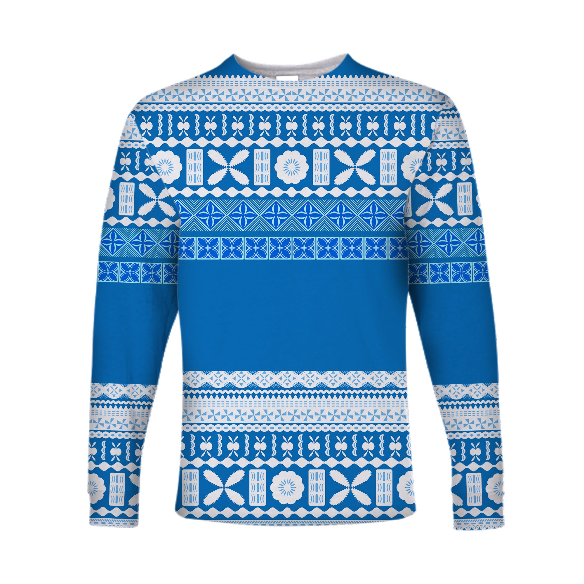 Bula Fiji Long Sleeve Shirt Tapa Pattern LT13 Unisex Blue - Polynesian Pride