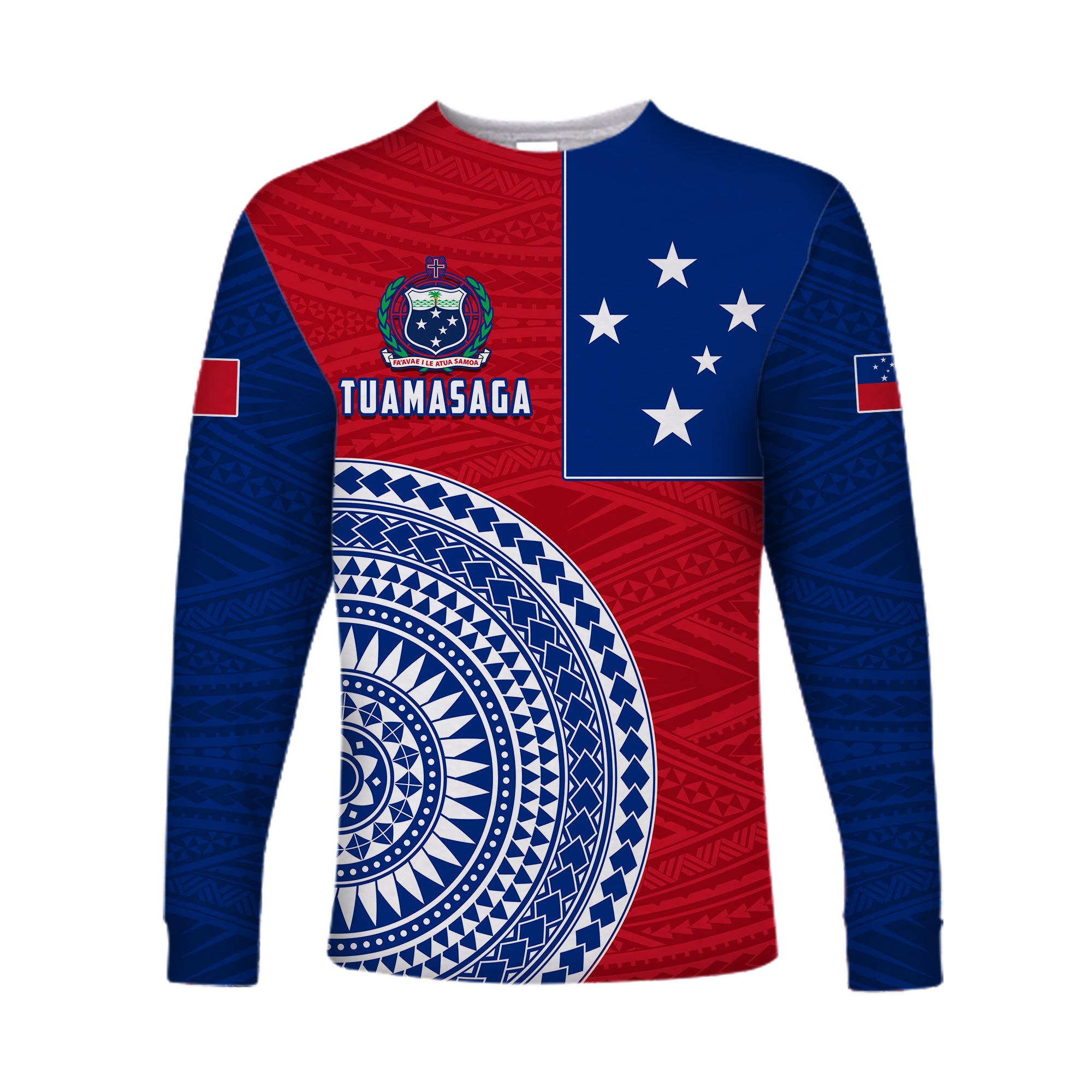 Tuamasaga Samoa Long Sleeve Shirt Polynesian Pattern LT13 Unisex Red - Polynesian Pride