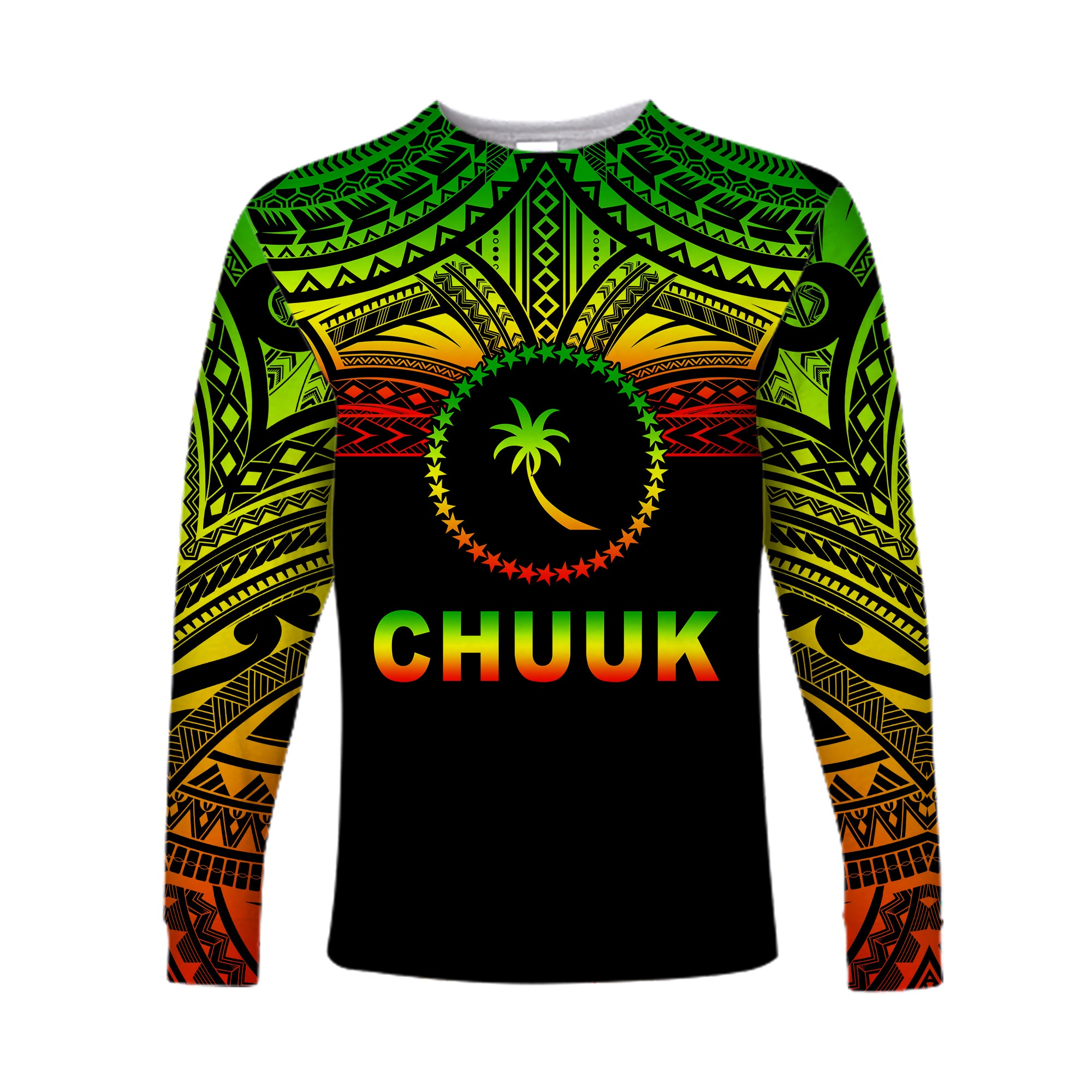 Chuuk Flag Long Sleeve Shirt Micronesia Style Reggae LT13 Unisex Reggae - Polynesian Pride