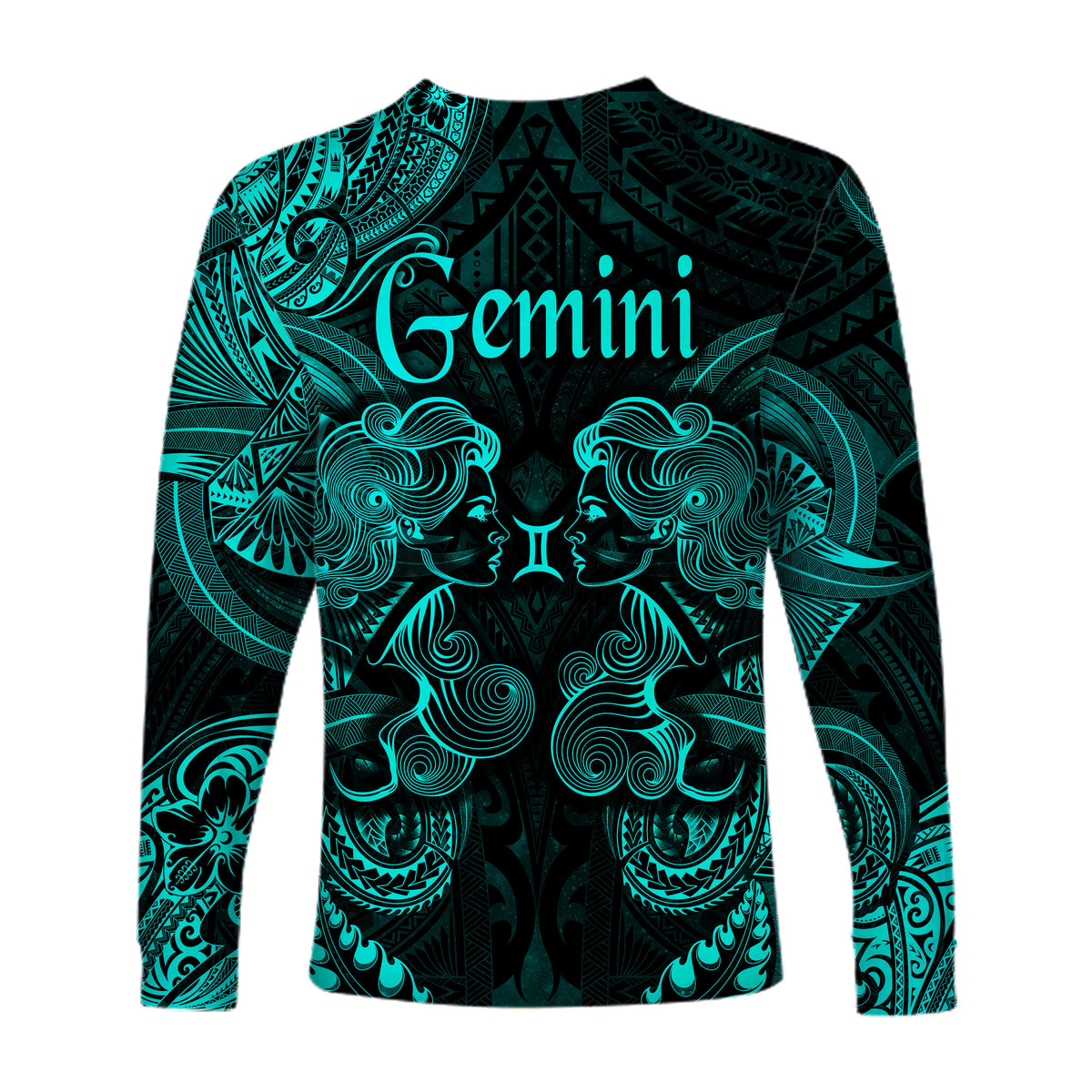 Gemini Zodiac Polynesian Long Sleeve Shirt Unique Style - Turquoise LT8 - Polynesian Pride