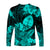 Guam Polynesian Long Sleeve Shirt Tropical Flowers - Turquoise LT8 - Polynesian Pride