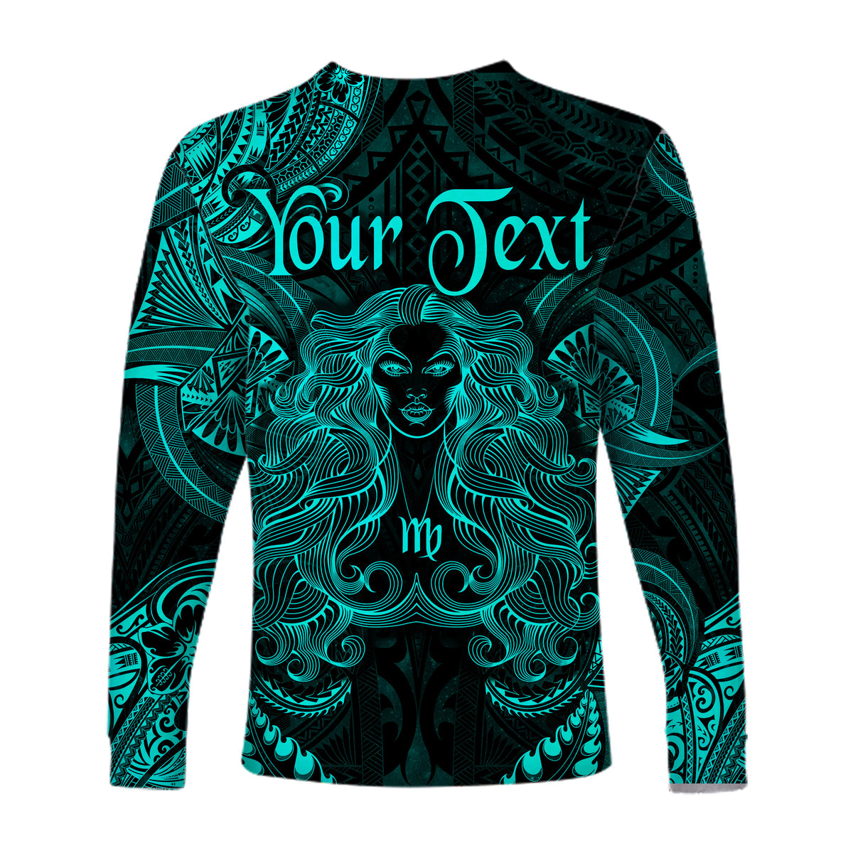 (Custom Personalised) Virgo Zodiac Polynesian Long Sleeve Shirt Unique Style - Turquoise LT8 - Polynesian Pride
