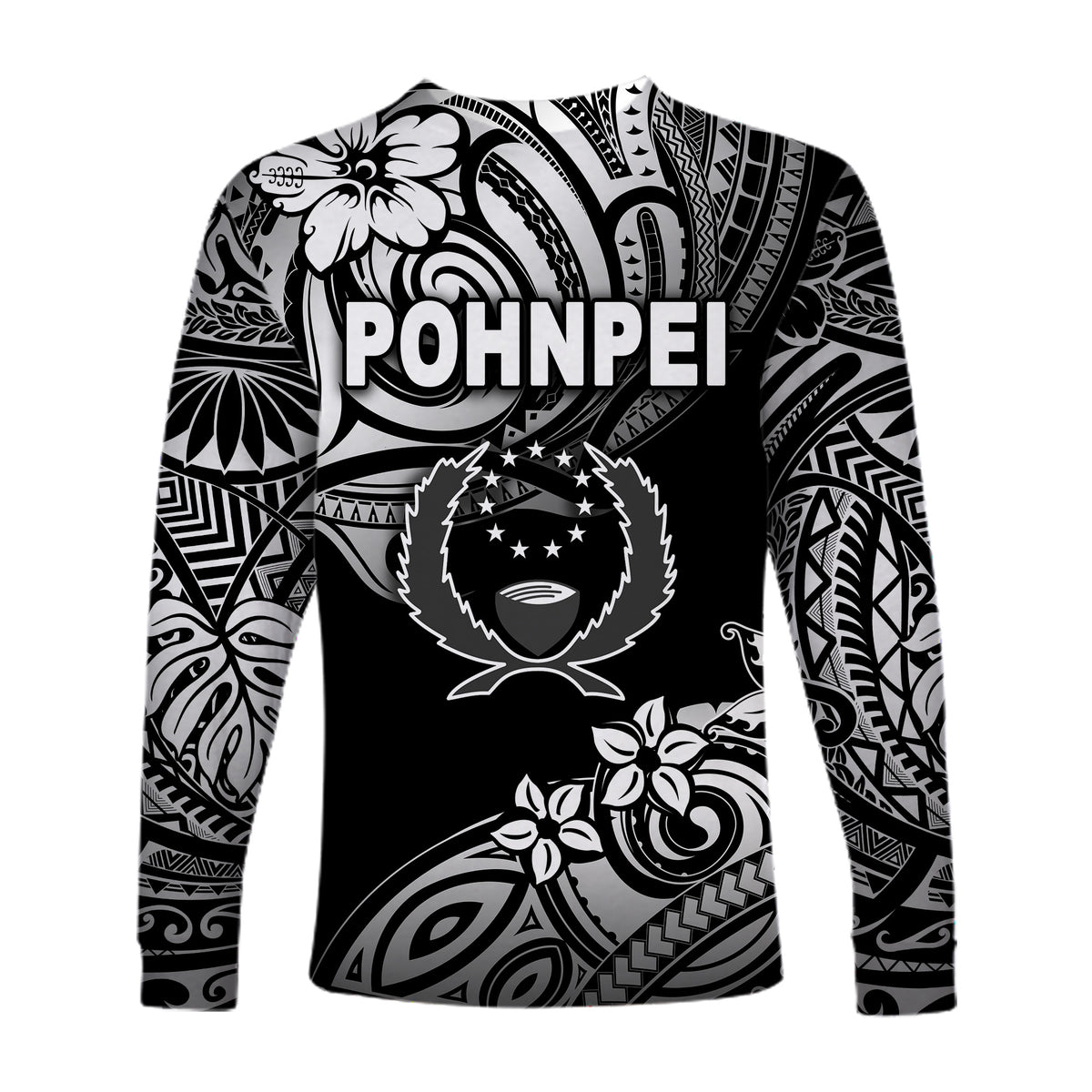 FSM Pohnpei Long Sleeve Shirts Unique Vibes - Black LT8 - Polynesian Pride
