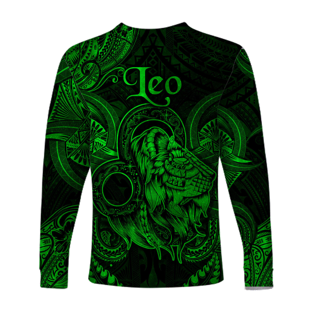Leo Zodiac Polynesian Long Sleeve Shirt Unique Style - Green LT8 - Polynesian Pride