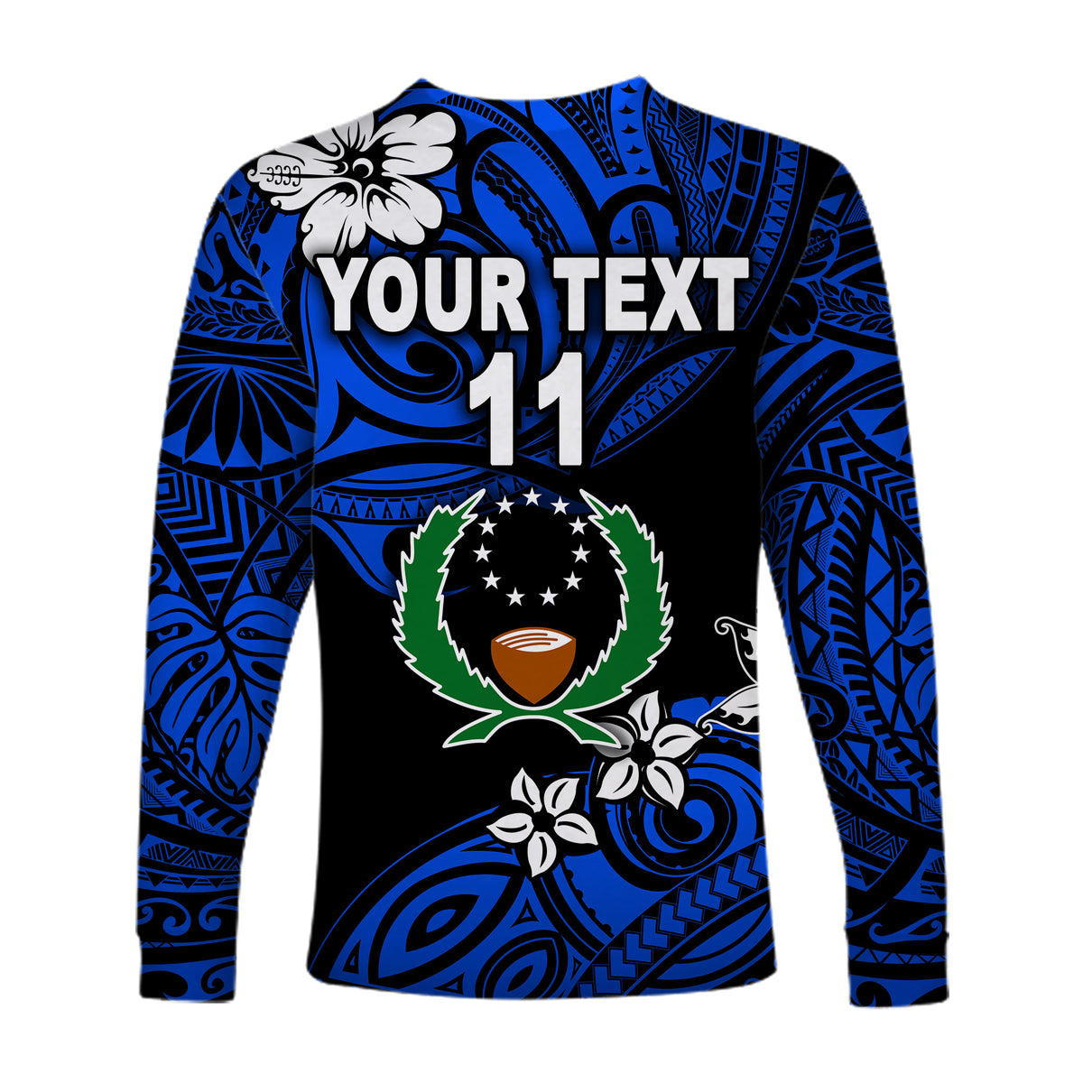 (Custom Personalised) FSM Pohnpei Long Sleeve Shirts Unique Vibes - Blue LT8 - Polynesian Pride