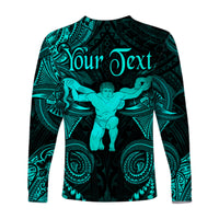 (Custom Personalised) Ophiuchus Zodiac Polynesian Long Sleeve Shirt Unique Style - Turquoise LT8 - Polynesian Pride