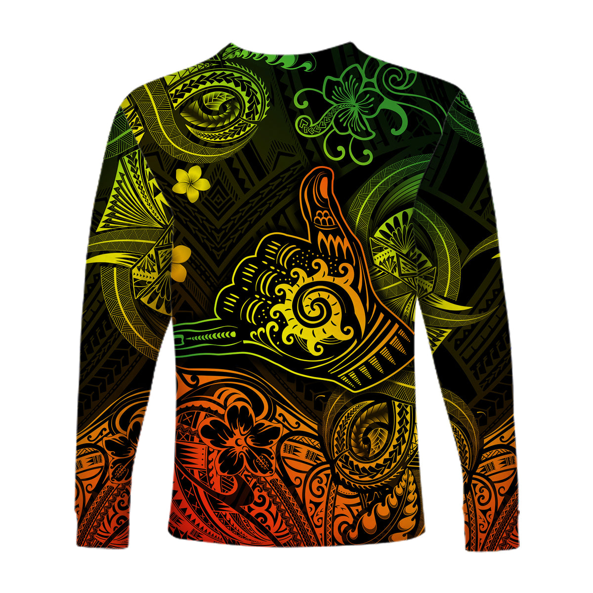 Hawaii Shaka Polynesian Long Sleeve Shirt Unique Style - Reggae LT8 - Polynesian Pride
