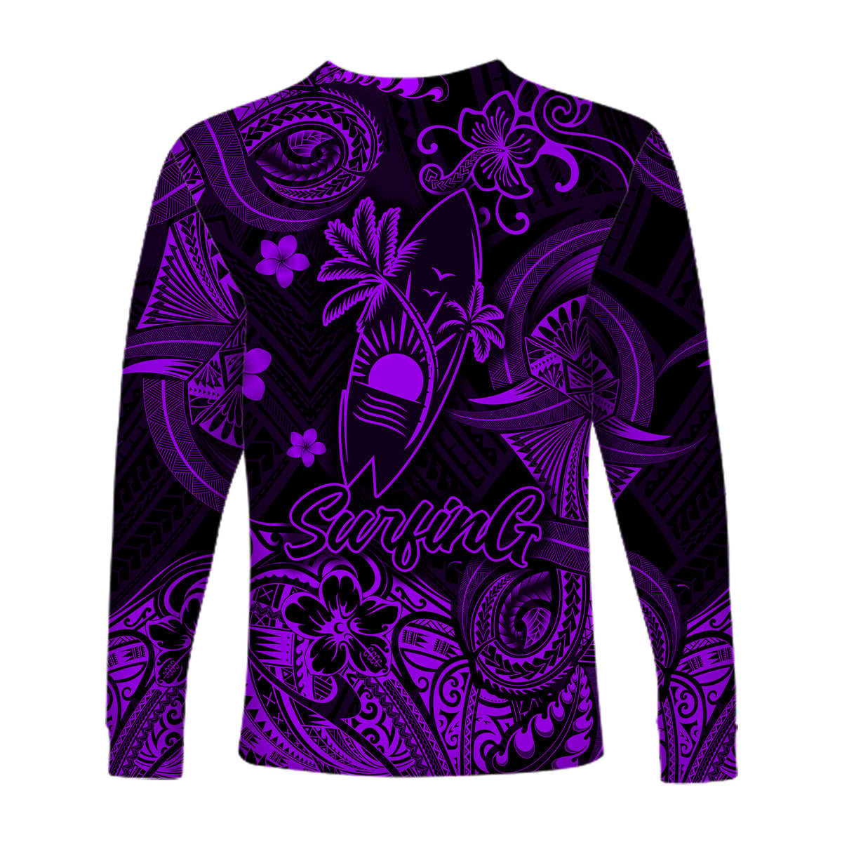 Hawaii Surfing Polynesian Long Sleeve Shirt Unique Style - Purple LT8 - Polynesian Pride