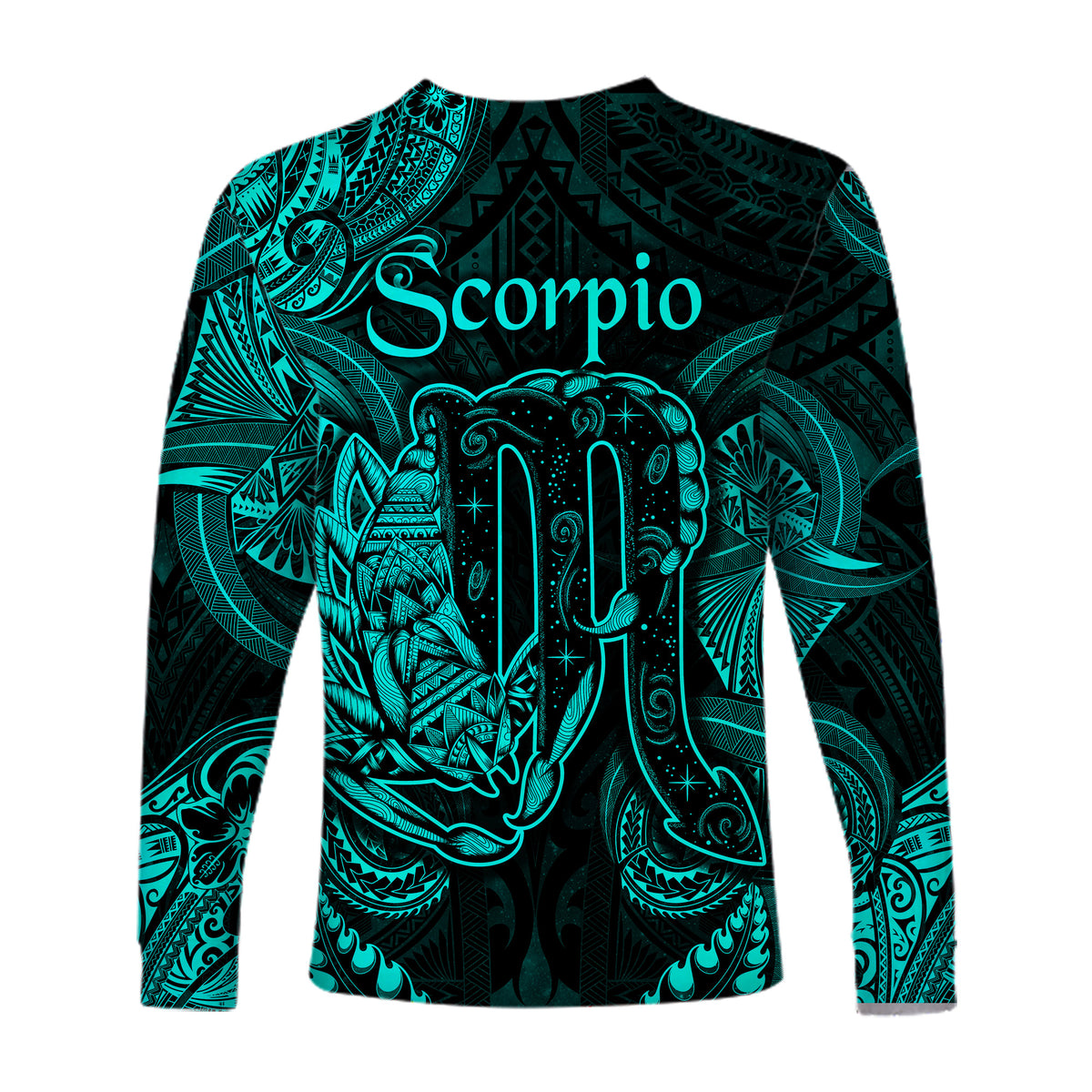 Scorpio Zodiac Polynesian Long Sleeve Shirt Unique Style - Turquoise LT8 - Polynesian Pride