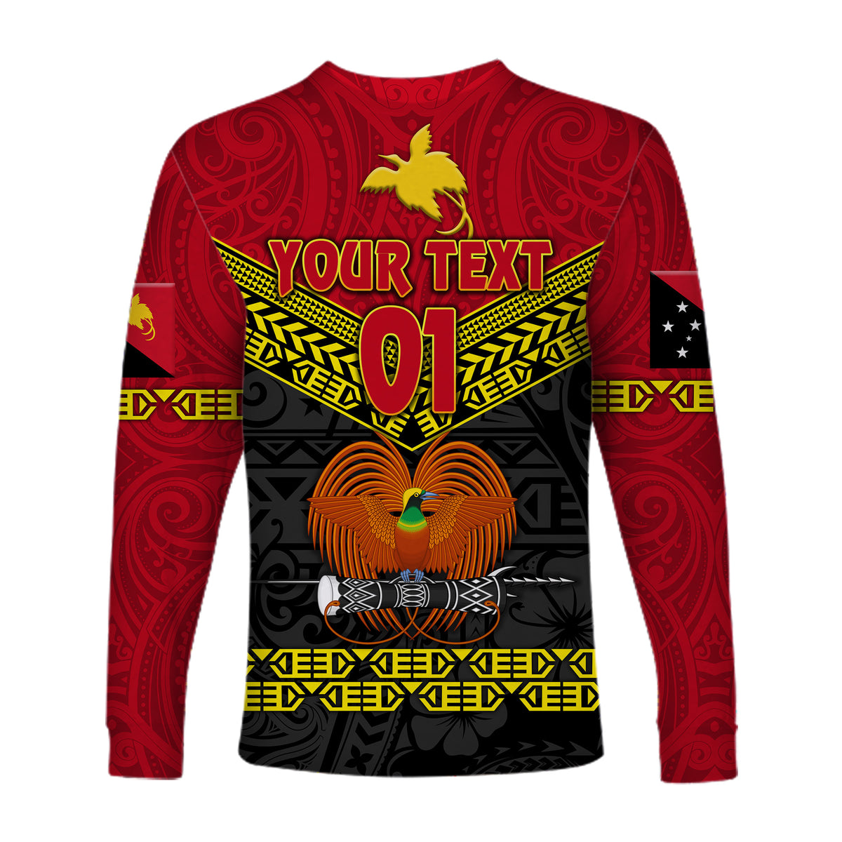 (Custom Personalised) Papua New Guinea Kumuls Long Sleeve Shirt Simple Style - Black Vibes LT8 - Polynesian Pride