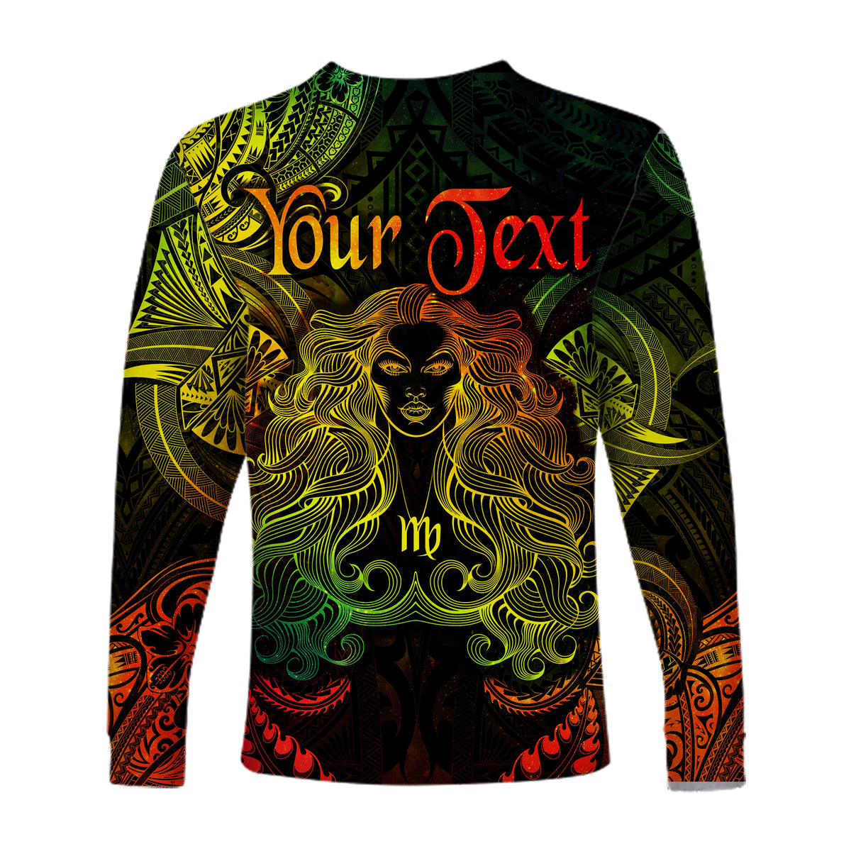 (Custom Personalised) Virgo Zodiac Polynesian Long Sleeve Shirt Unique Style - Reggae LT8 - Polynesian Pride