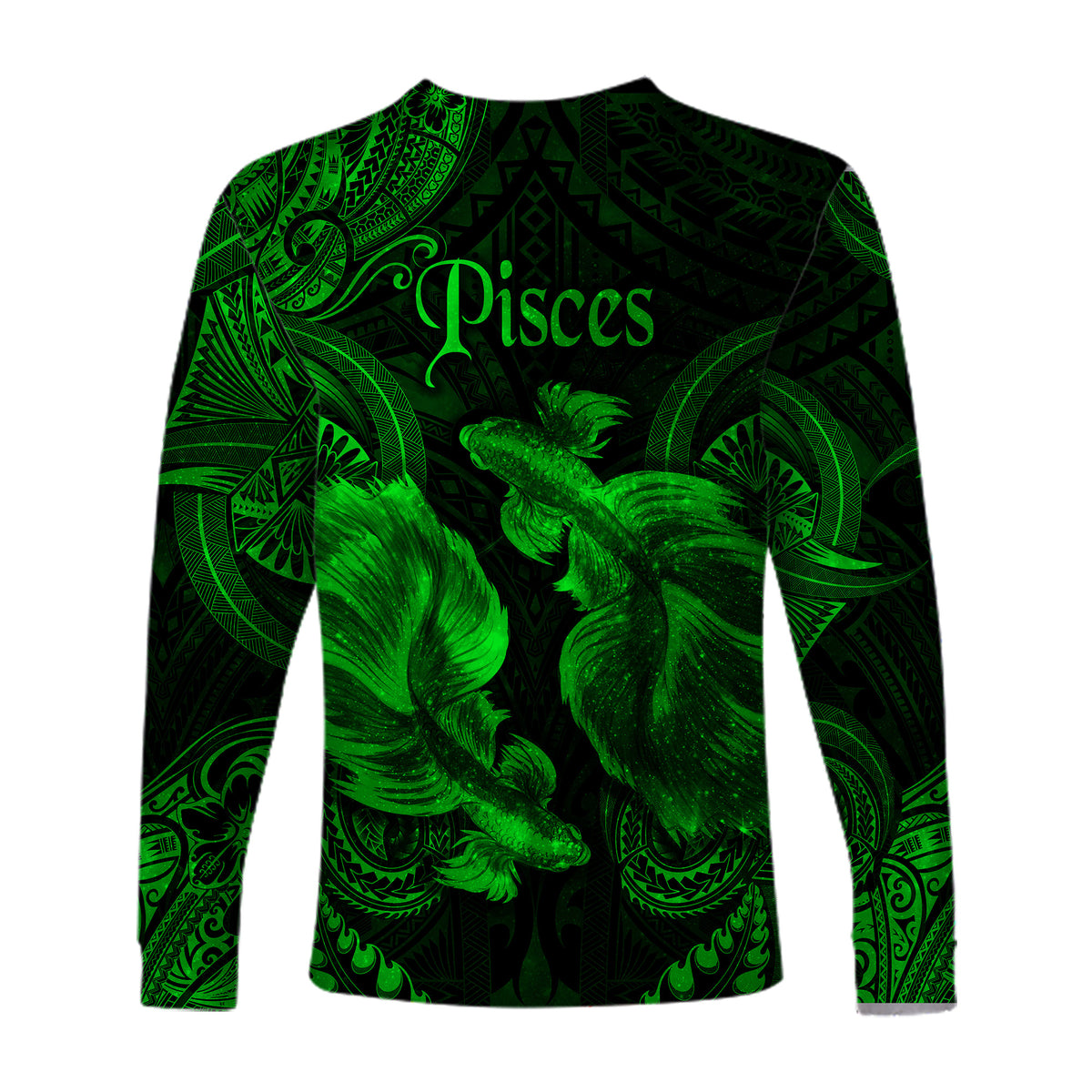 Pisces Zodiac Polynesian Long Sleeve Shirt Unique Style - Green LT8 - Polynesian Pride