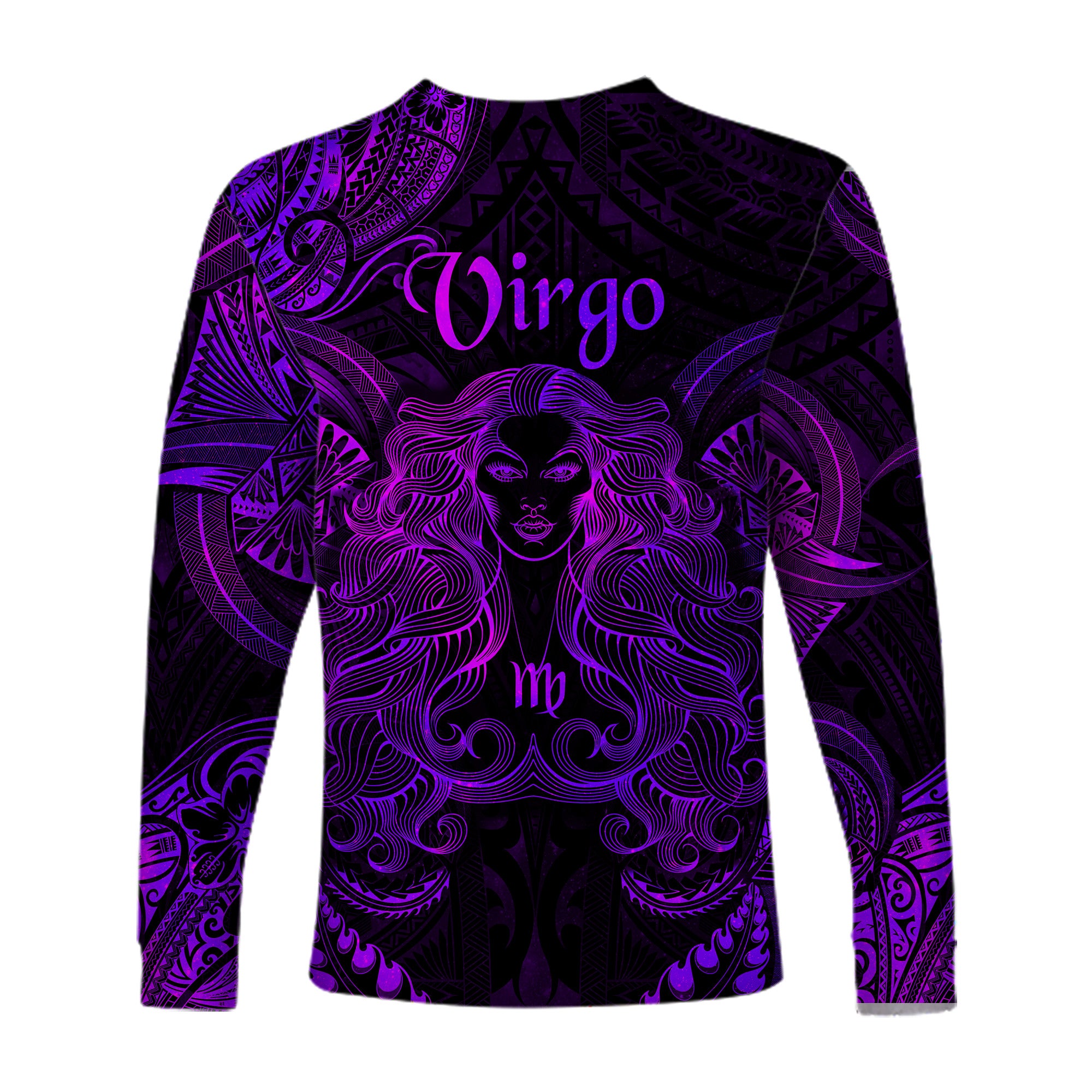 Virgo Zodiac Polynesian Long Sleeve Shirt Unique Style - Purple LT8 Unisex Purple - Polynesian Pride