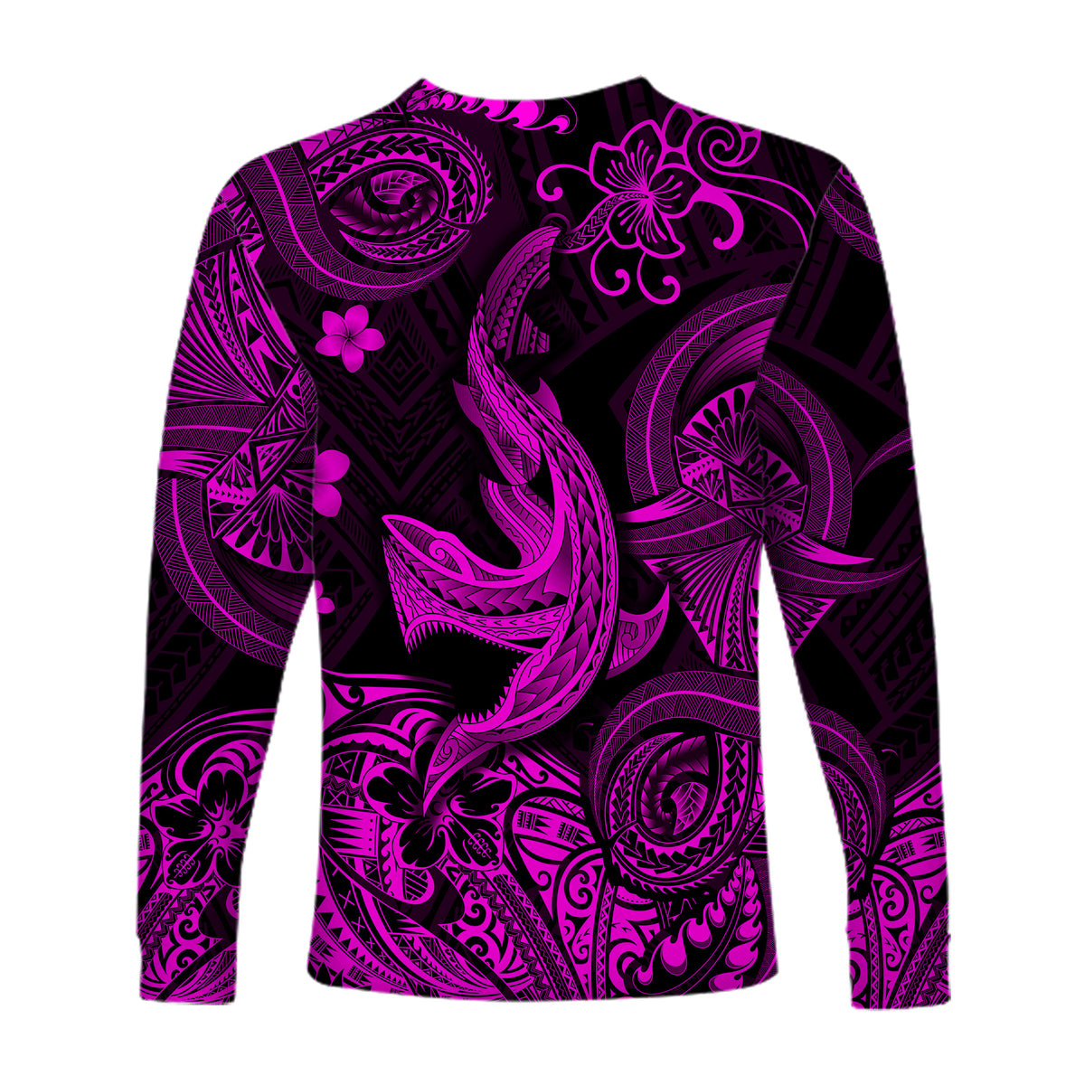 Hawaii Angry Shark Polynesian Long Sleeve Shirt Unique Style - Pink LT8 - Polynesian Pride