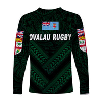 Fiji Ovalau Rugby Long Sleeve Shirts Dark Green Style LT8 - Polynesian Pride