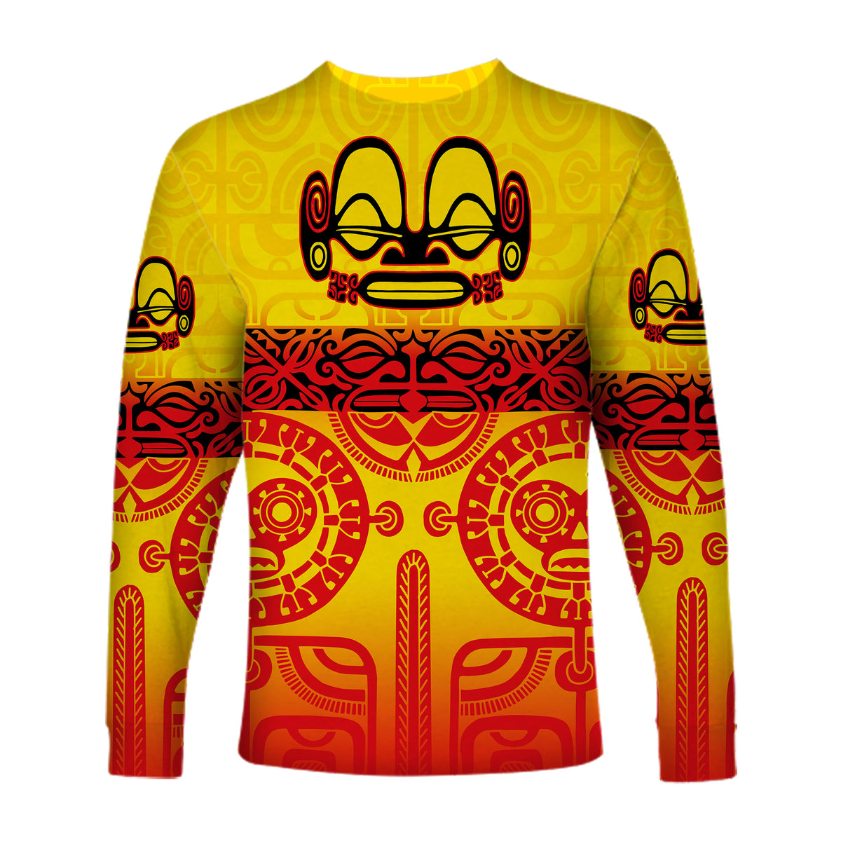 Marquesas Islands Long Sleeve Shirt Marquesan Tattoo Special Style - Gradient Yellow LT8 - Polynesian Pride