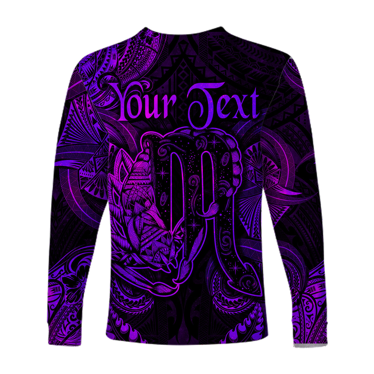 (Custom Personalised) Scorpio Zodiac Polynesian Long Sleeve Shirt Unique Style - Purple LT8 - Polynesian Pride