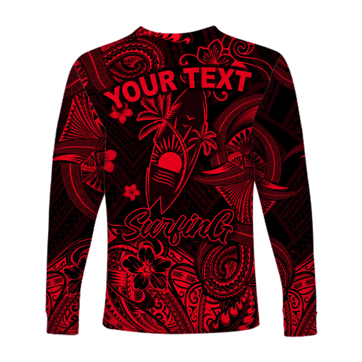 (Custom Personalised) Hawaii Surfing Polynesian Long Sleeve Shirt Unique Style - Red LT8 - Polynesian Pride