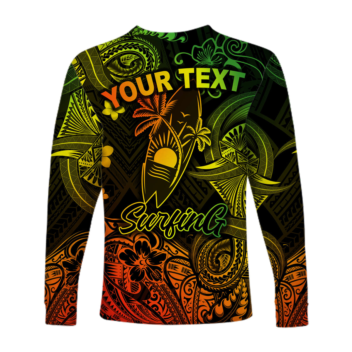 (Custom Personalised) Hawaii Surfing Polynesian Long Sleeve Shirt Unique Style - Reggae LT8 - Polynesian Pride