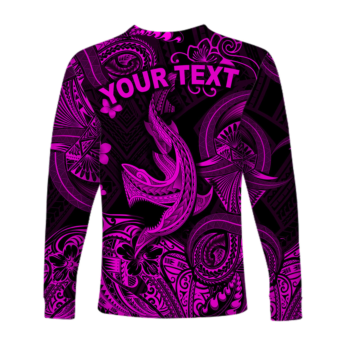 (Custom Personalised) Hawaii Angry Shark Polynesian Long Sleeve Shirt Unique Style - Pink LT8 - Polynesian Pride