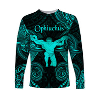 (Custom Personalised) Ophiuchus Zodiac Polynesian Long Sleeve Shirt Unique Style - Turquoise LT8 Unisex Turquoise - Polynesian Pride